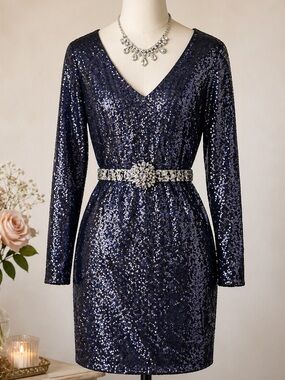 haoduoyi sequin dress NWT HAODUOYI Gold Sequin Beaded Open Back Short Sleeve Tunic Dress Small